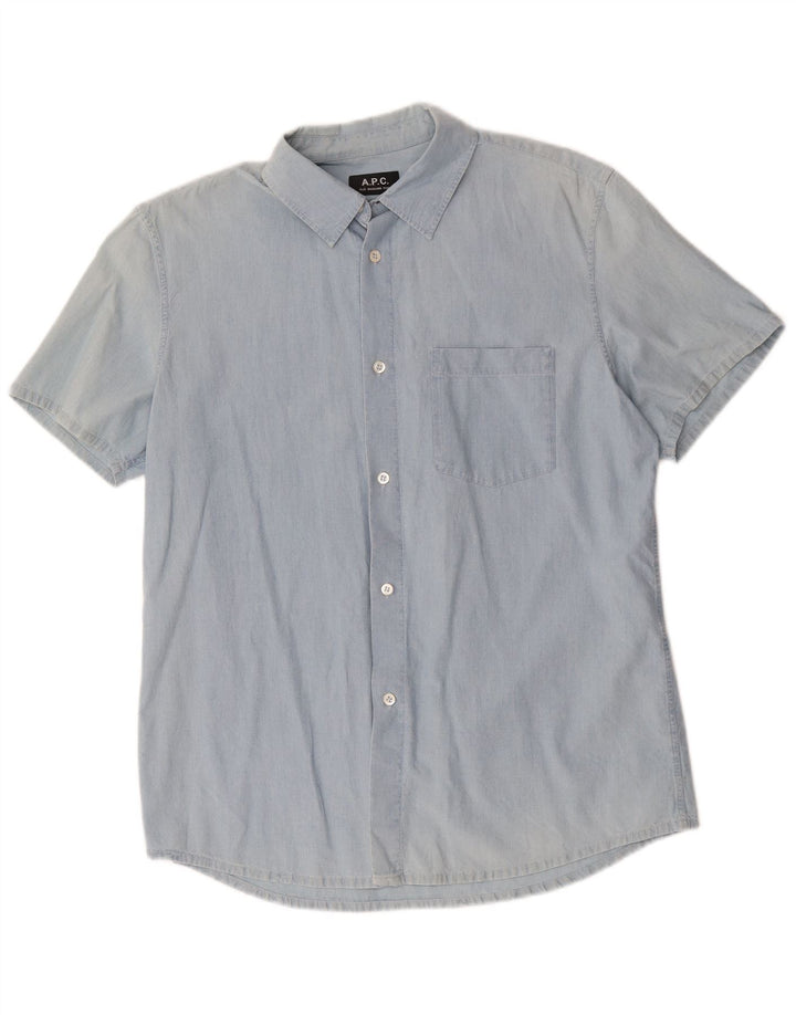 A.P.C Camisa de manga corta para hombre azul medio