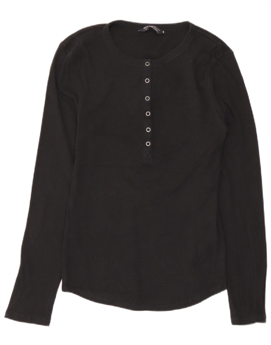 Marks & Spencer - Camiseta de manga larga para mujer, talla 40, talla pequeña, algodón negro