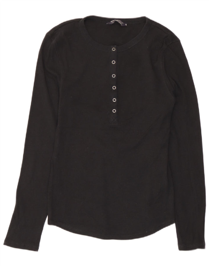 Marks & Spencer - Camiseta de manga larga para mujer, talla 40, talla pequeña, algodón negro