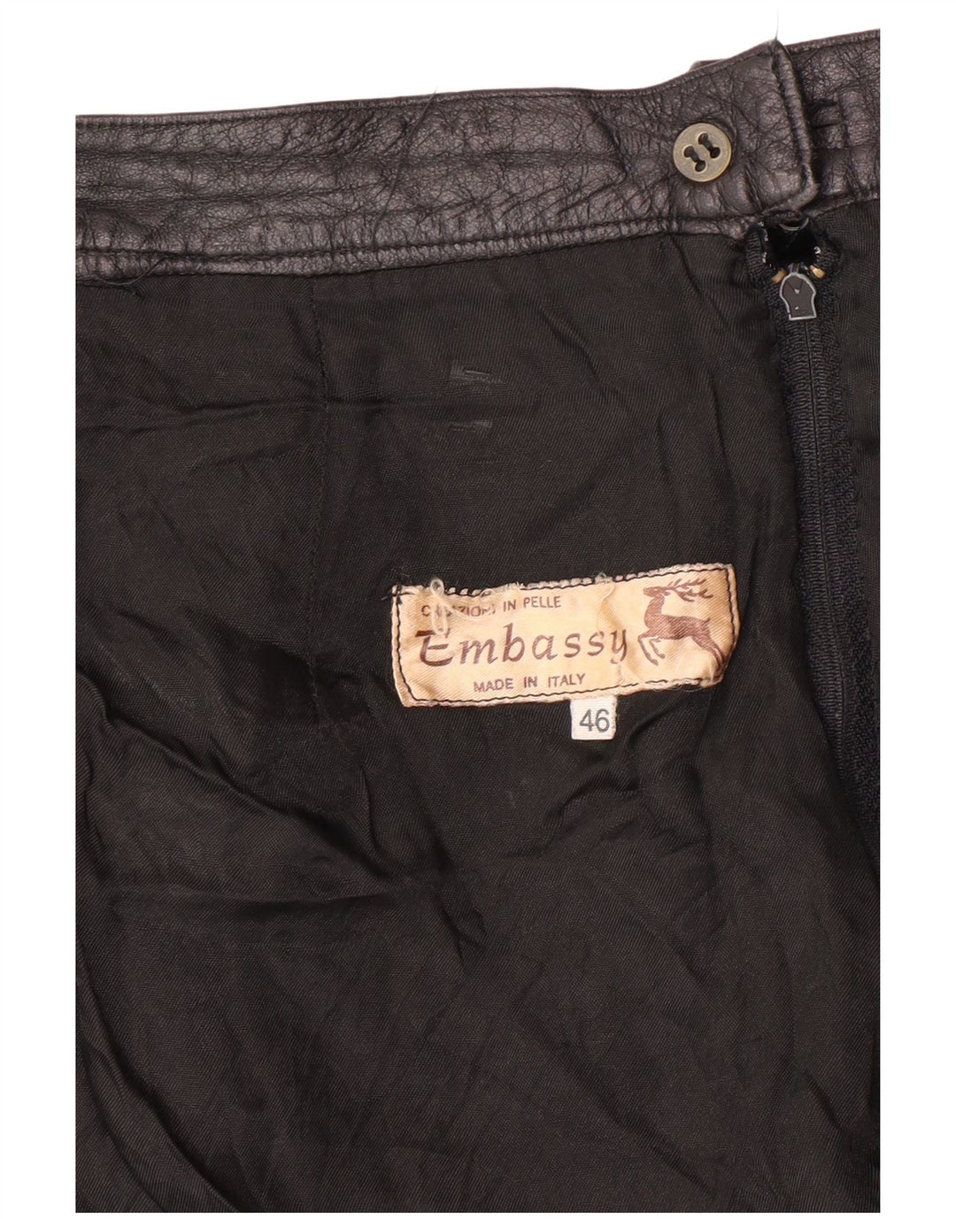 EMBASSY Falda de cuero de cintura alta para mujer IT 46 Large W26 Cuero negro