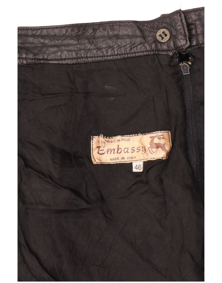 EMBASSY Falda de cuero de cintura alta para mujer IT 46 Large W26 Cuero negro