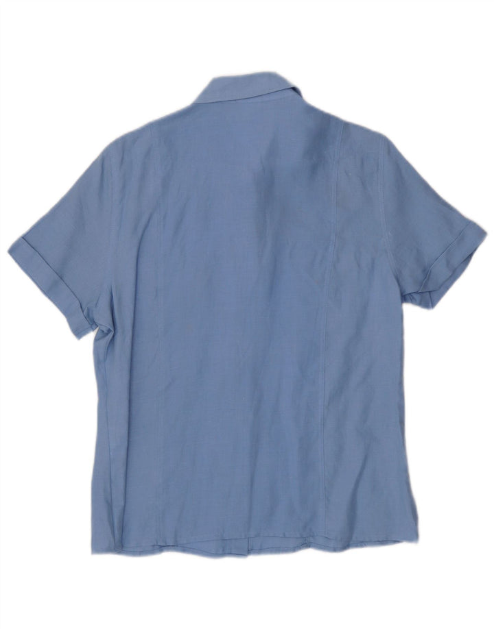 Camisa Yessica Mujer Manga Corta EU 42 Large Lino Azul