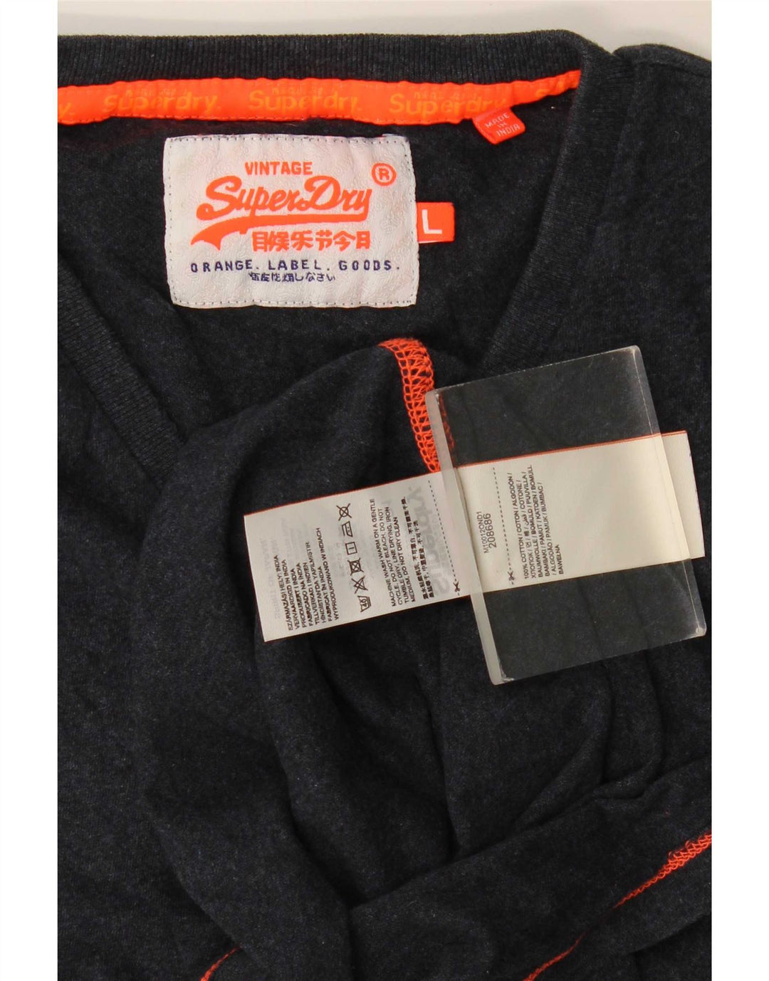 Superdry Camiseta para hombre Top Large Azul Marino Algodón