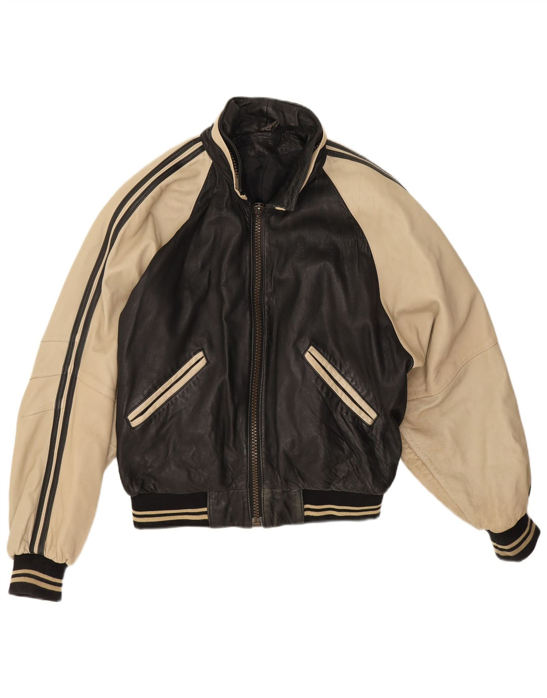 Chaqueta de cuero vintage para hombre Reino Unido 38 Piel de cordero color negro medio