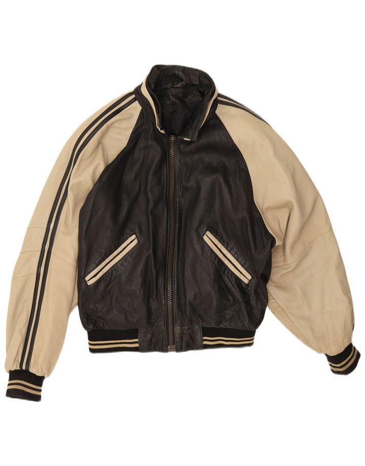 Chaqueta de cuero vintage para hombre Reino Unido 38 Piel de cordero color negro medio