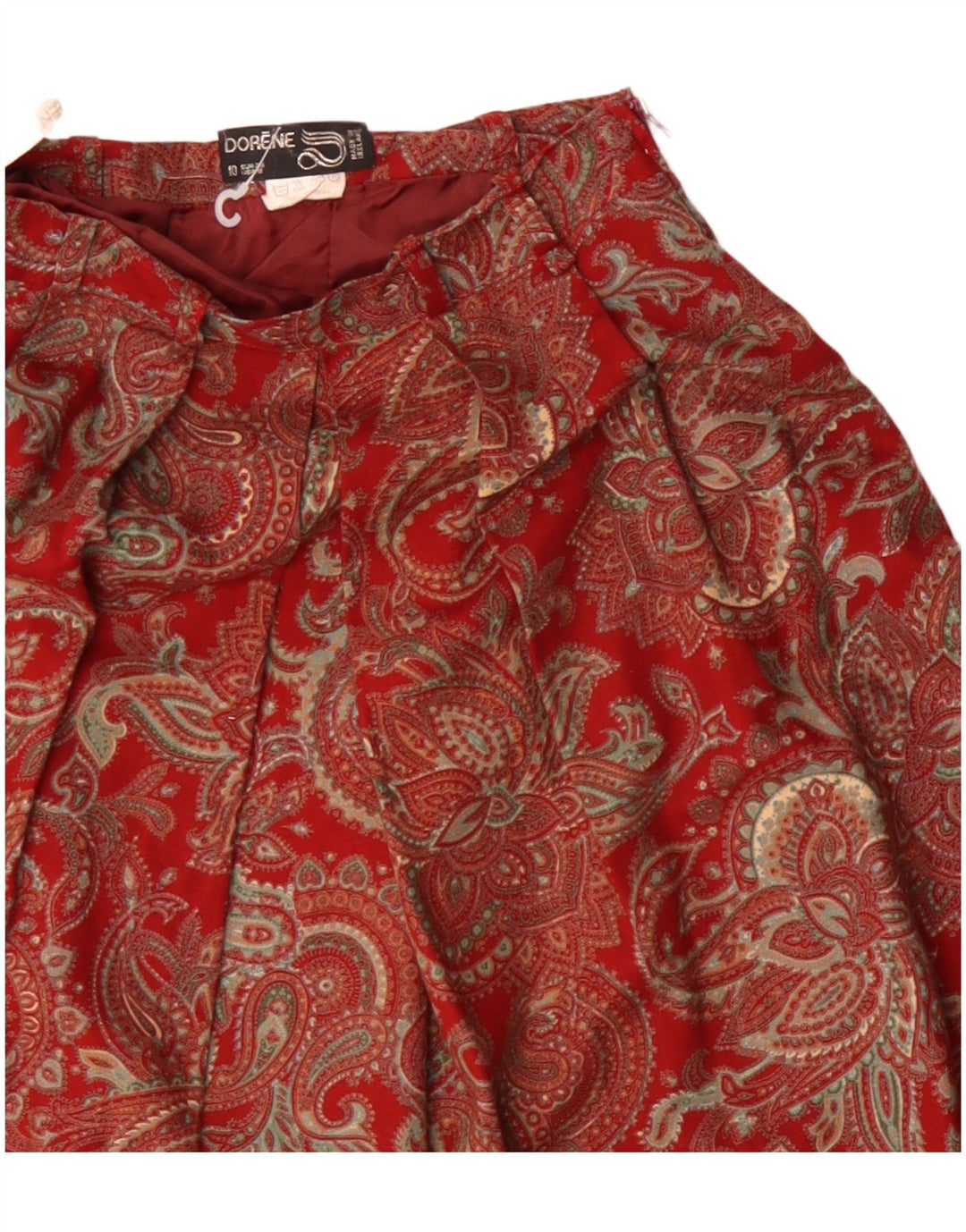DORENE Falda acampanada de cintura alta para mujer EU 36 Small W24 Rojo Paisley Acrílico
