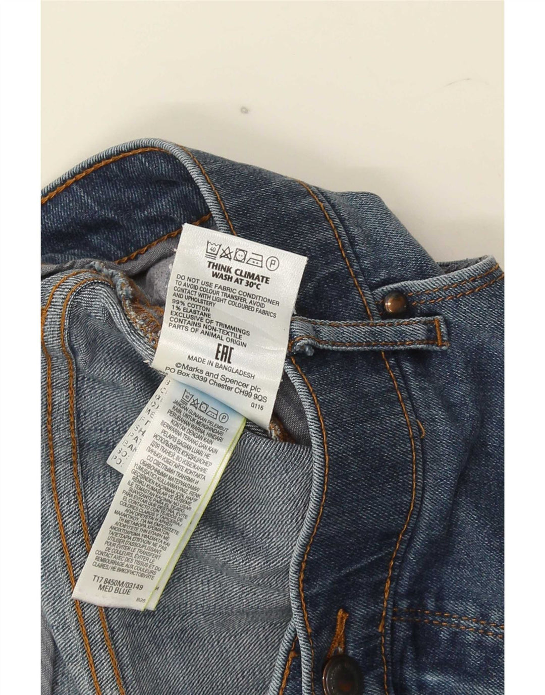 Marks & Spencer Vaqueros rectos de corte regular para hombre W40 L33 Algodón azul