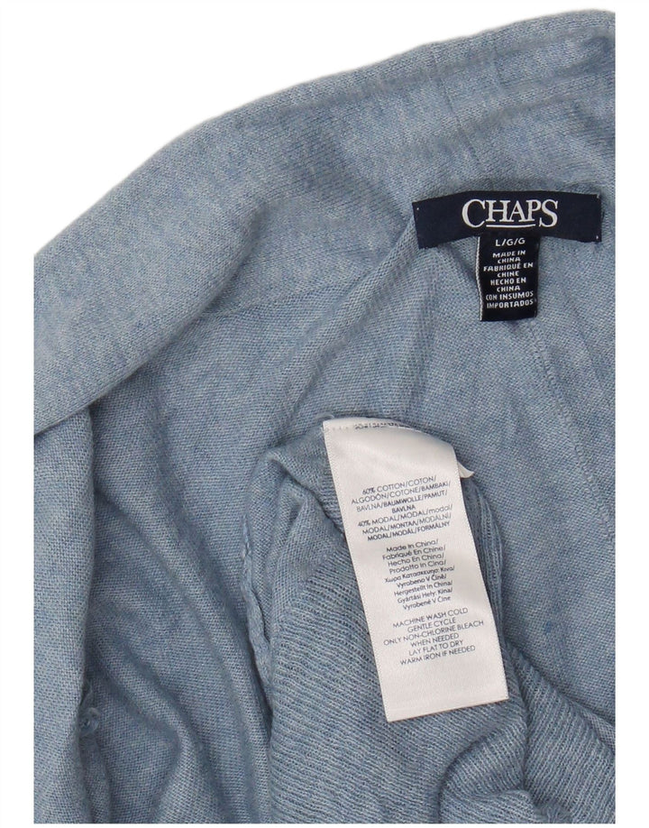 CHAPS Suéter tipo cárdigan abierto largo para mujer UK 46 Algodón azul grande