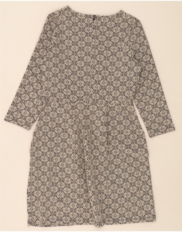 HOBBS Womens 3/4 Sleeve Basic Dress UK 12 Medium  White Floral Vintage Hobbs and Second-Hand Hobbs from Messina Hembry 