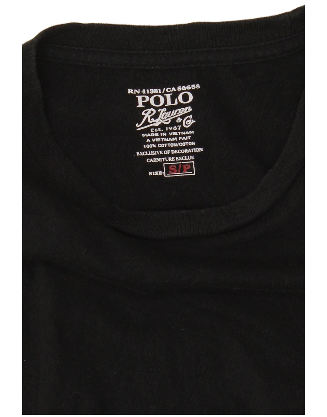 POLO RALPH LAUREN Camiseta para hombre Top Small Black Cotton