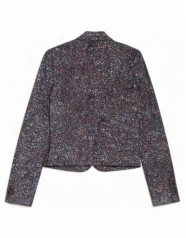 Monsoon Chaqueta Bolero para Mujer UK 40 Mediana Algodón Floral Negro