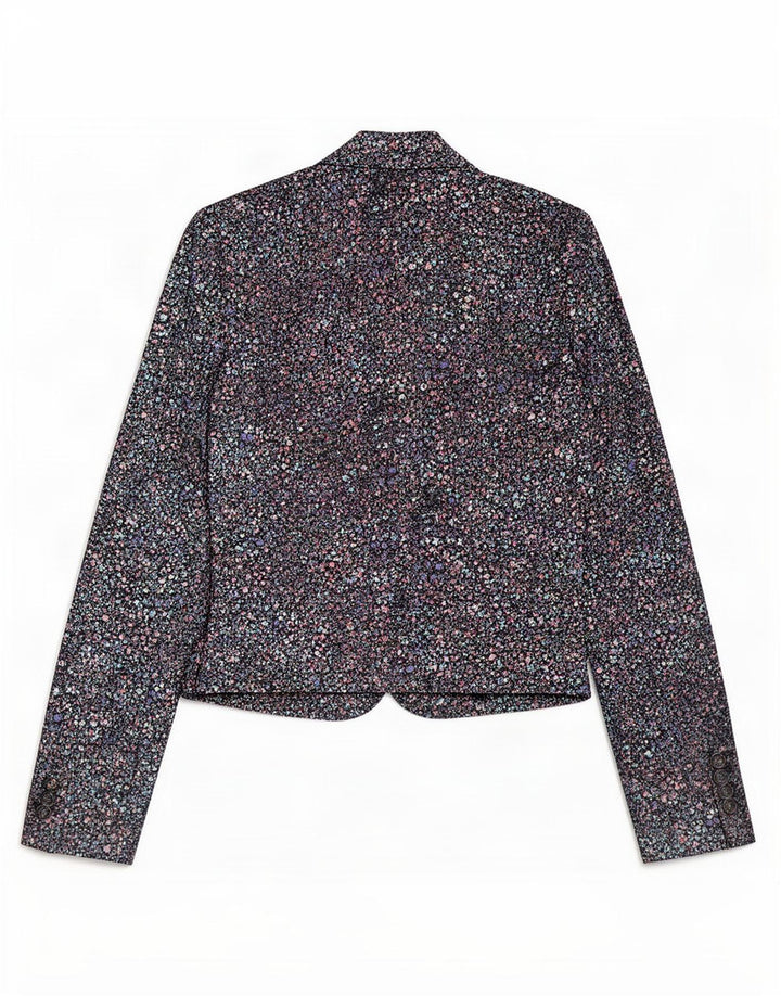 Monsoon Chaqueta Bolero para Mujer UK 40 Mediana Algodón Floral Negro