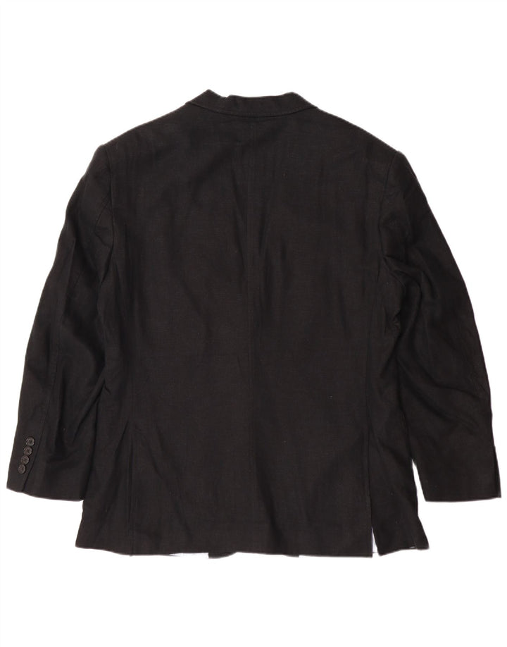 MARKS & SPENCER Chaqueta tipo blazer de 2 botones para hombre UK 40 Grande Lino negro