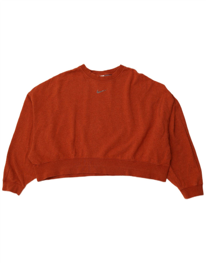 NIKE Mujer Crop Oversize Sudadera Jumper UK 46 Grande Naranja Algodón