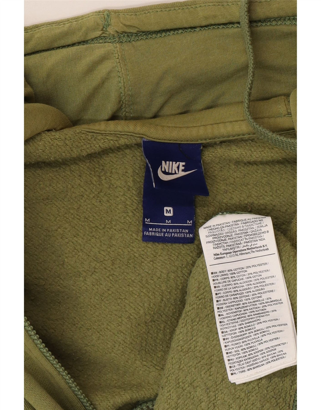Nike - Sudadera con capucha y cremallera para hombre, algodón caqui mediano