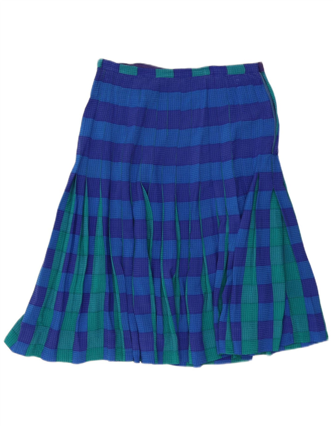 Falda plisada vintage para mujer W32 cheque azul grande