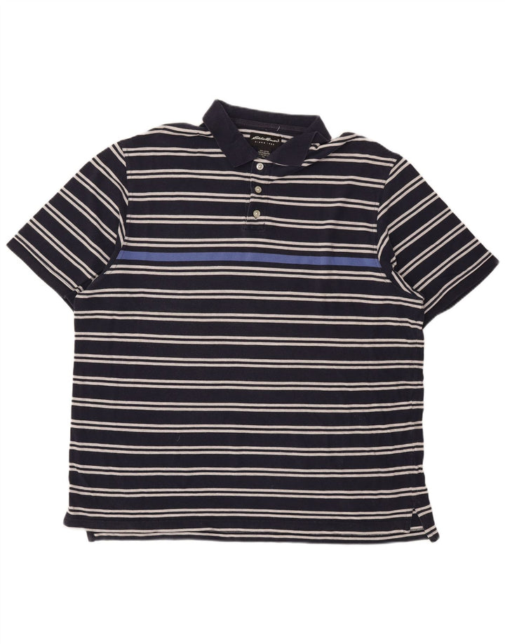 Eddie Bauer Polo para hombre 2XL Algodón a rayas azul marino