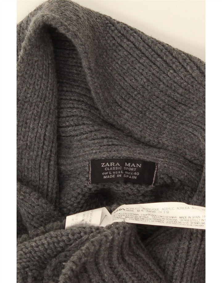 ZARA Hombre Jersey con cuello chal Jersey Grande Acrílico Gris