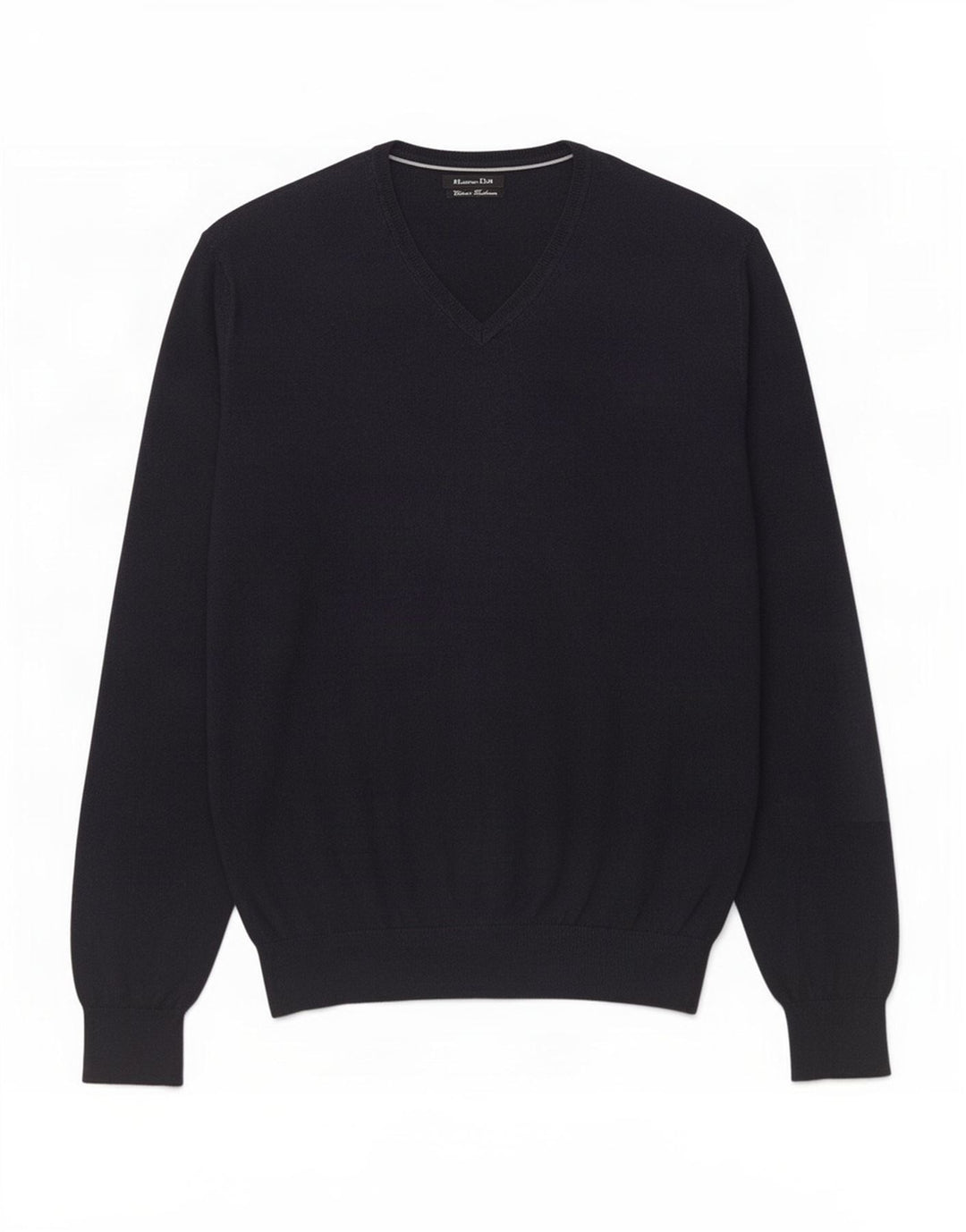 Jersey Massimo Dutti Hombre Cuello Pico Jersey Medio Azul Marino Algodón