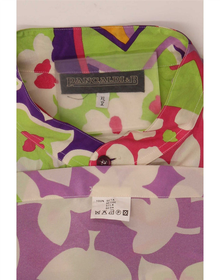 Pancaldi & B Camisa Hombre XL Seda Floral Multicolor