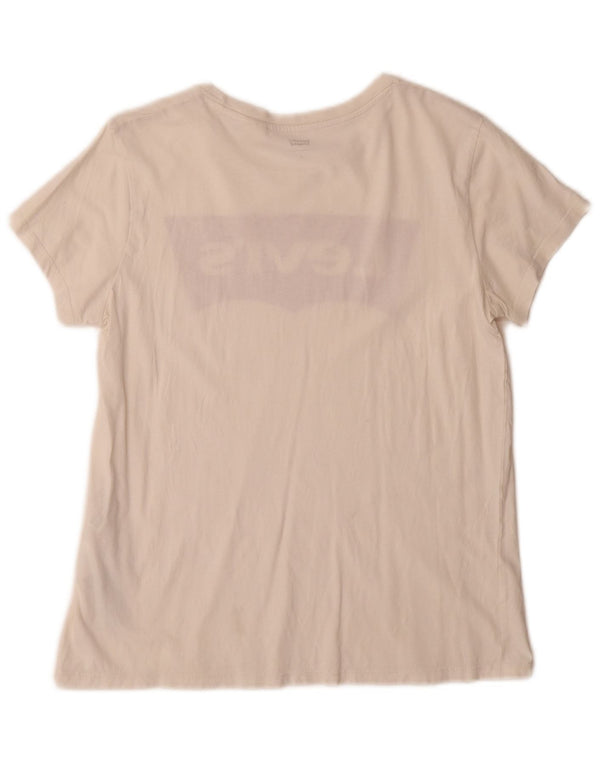 Levi's Camiseta gráfica para mujer Top UK 10 Small White Cotton