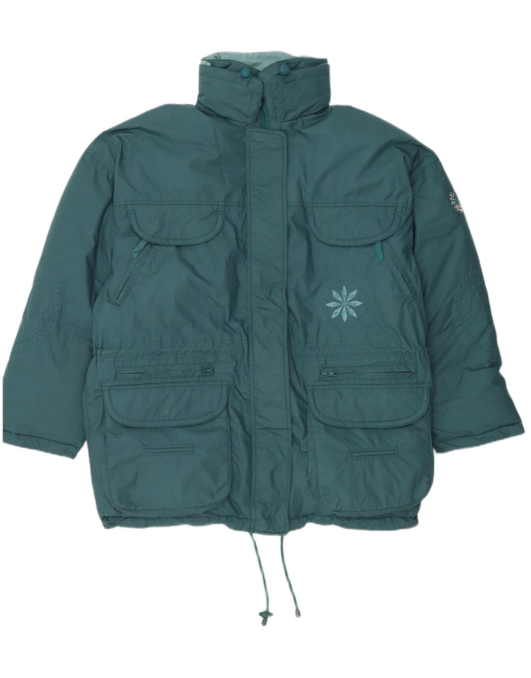 DIADORA Chaqueta acolchada extragrande con capucha para mujer UK 46 Large Blue Floral