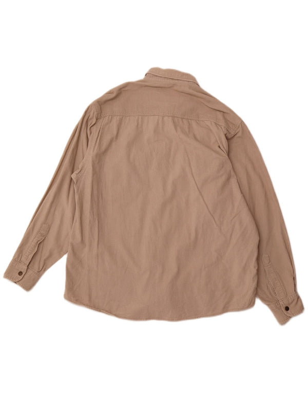 COTTON CLUB Camisa de pana para hombre Large Beige Cotton