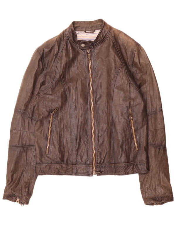 Chaqueta de cuero vintage para hombre IT 48 Marrón medio