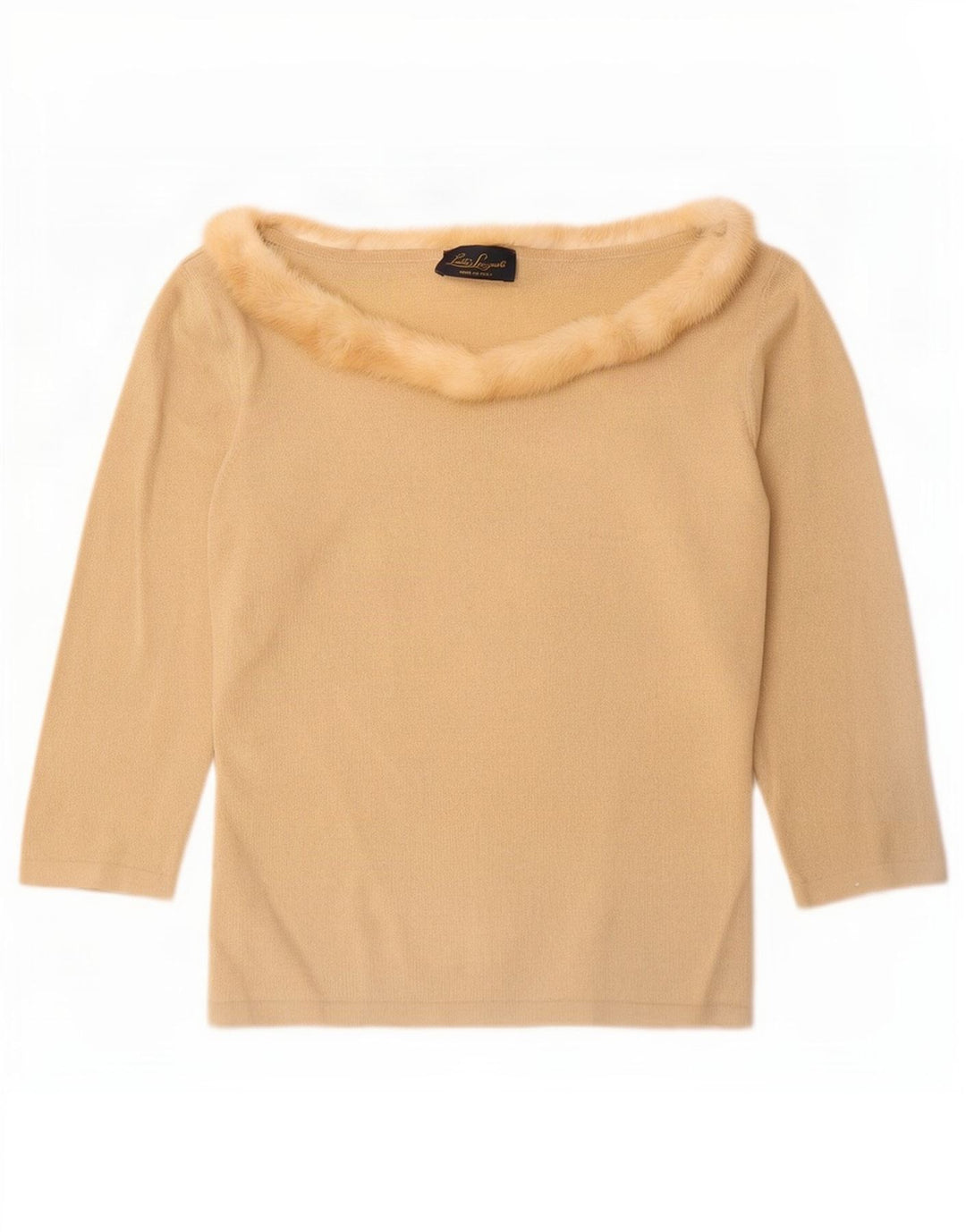 Luisa Spagnoli Top para mujer manga 3/4 UK 42 Lana beige medio