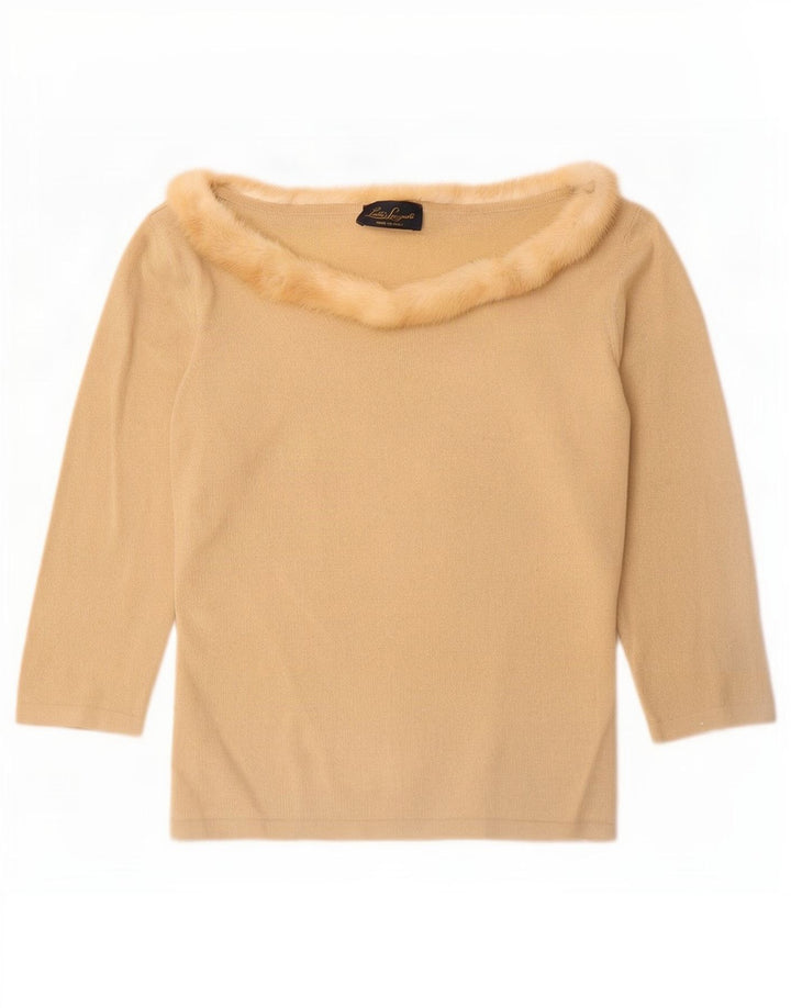 Luisa Spagnoli Top para mujer manga 3/4 UK 42 Lana beige medio
