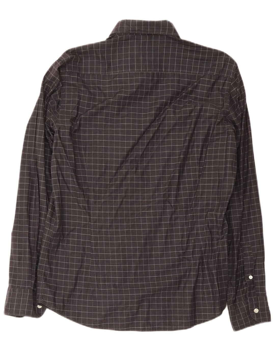 Camisa Massimo Dutti Hombre Large Cuadros Gris Algodón