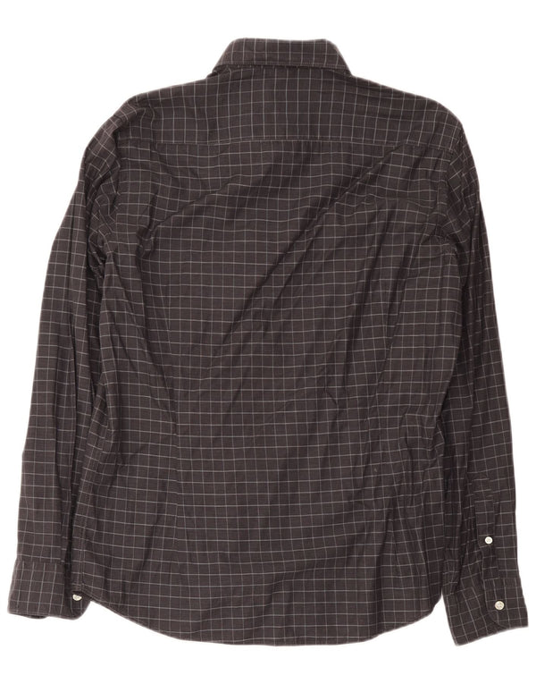 Camisa Massimo Dutti Hombre Large Cuadros Gris Algodón