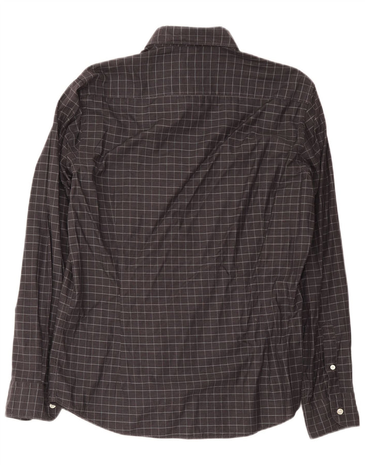 Camisa Massimo Dutti Hombre Large Cuadros Gris Algodón