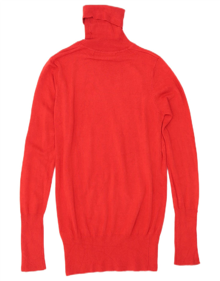 Zara Mujer Roll Neck Jumper Sweater UK 10 Small Rayón Rojo