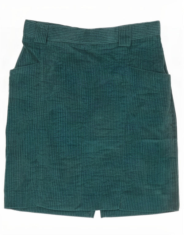 Falda de pana vintage para mujer IT 42 Mediana W26 Algodón verde