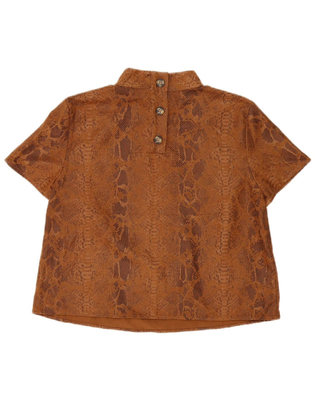 Zara Mujer Blusa Top UK 44 Marrón Medio Estampado Animal Poliéster