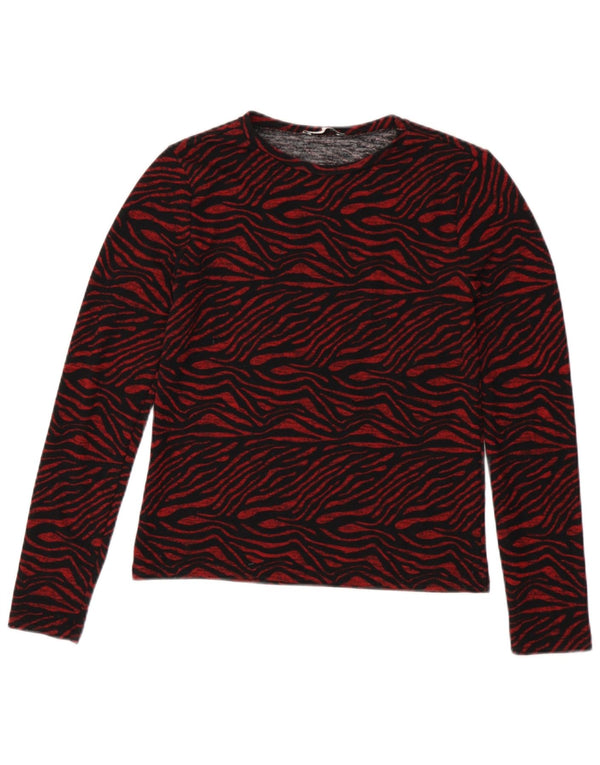 Zara Mujer Top Manga Larga UK 40 Pequeño Estampado Animal Rojo