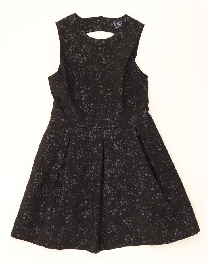 JACK WILLS Womens Abstract Pattern A-Line Dress UK 12 Medium Black Vintage Jack Wills and Second-Hand Jack Wills from Messina Hembry 
