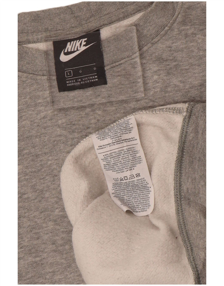 NIKE Hombre Sudadera Jumper Grande Gris Algodón