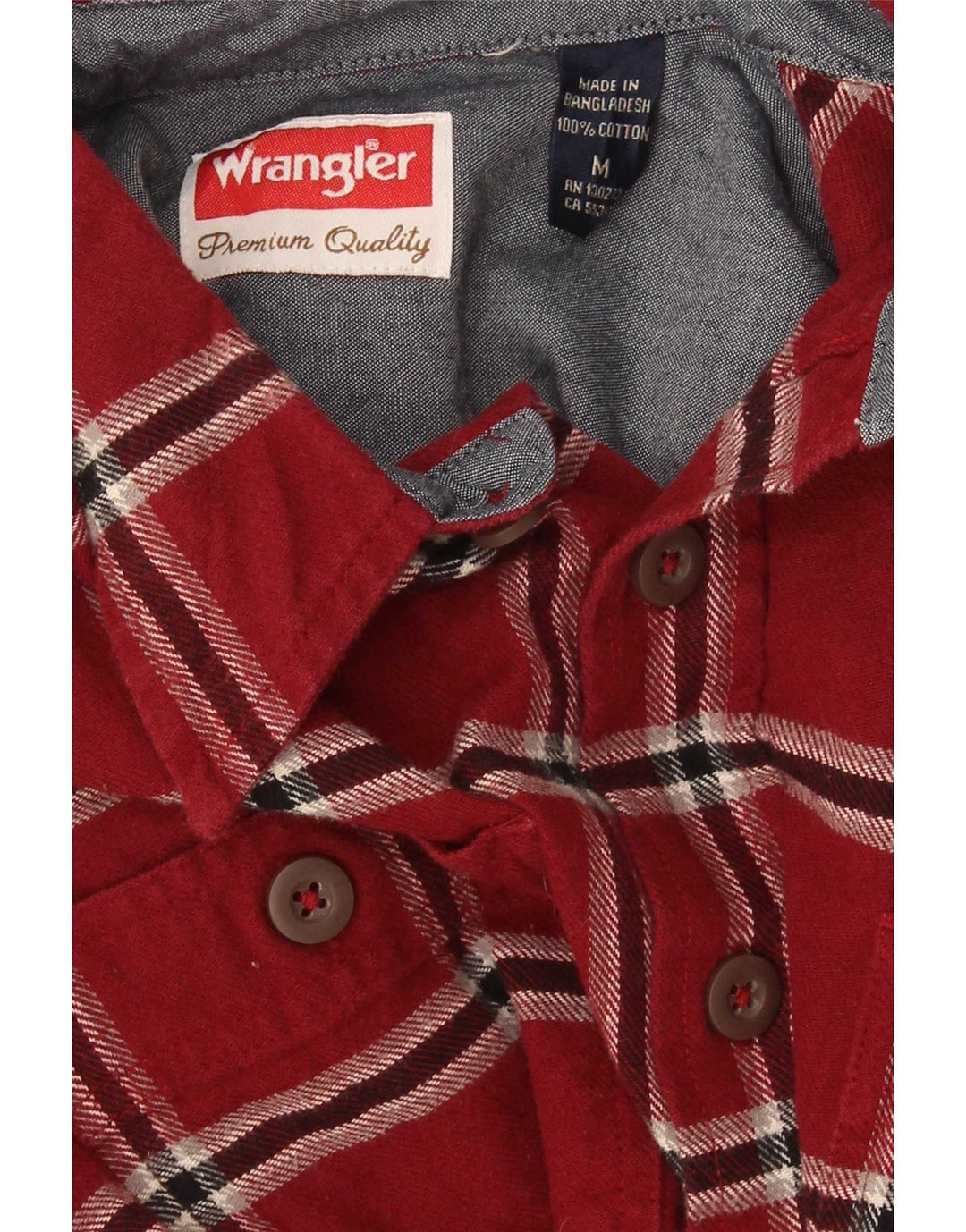 Wrangler Camisa De Franela De Algodón A Cuadros Rojo Mediano Hombre