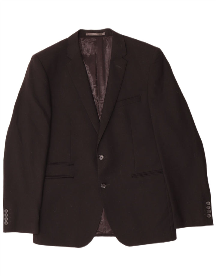 Marks & Spencer Chaqueta tipo blazer con 2 botones y ajuste a medida para hombre, talla 42, color negro