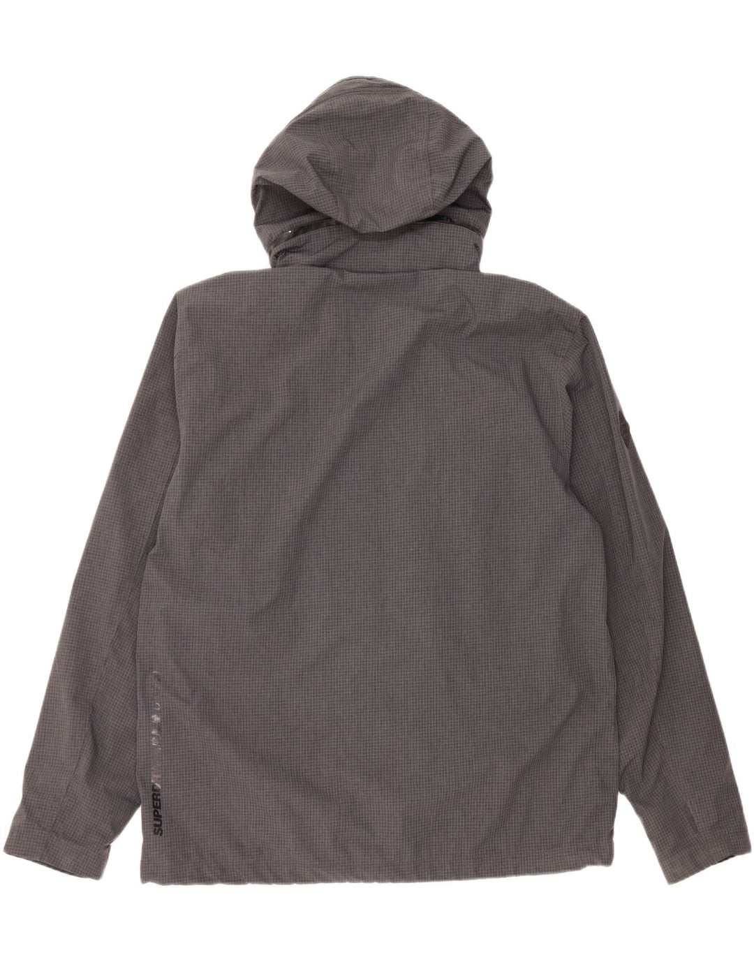 Superdry Chaqueta impermeable con capucha y gráfico para hombre UK 46 3XL Poliéster a cuadros gris