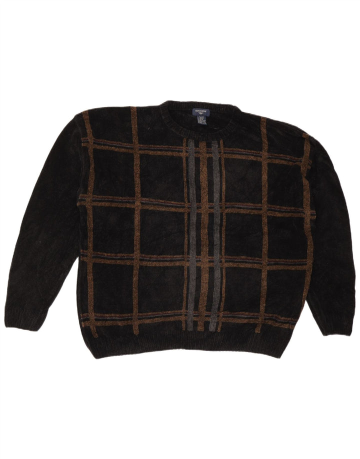 DOCKERS Jersey De Cuello Redondo Para Hombre XL Negro A Cuadros Acrílico