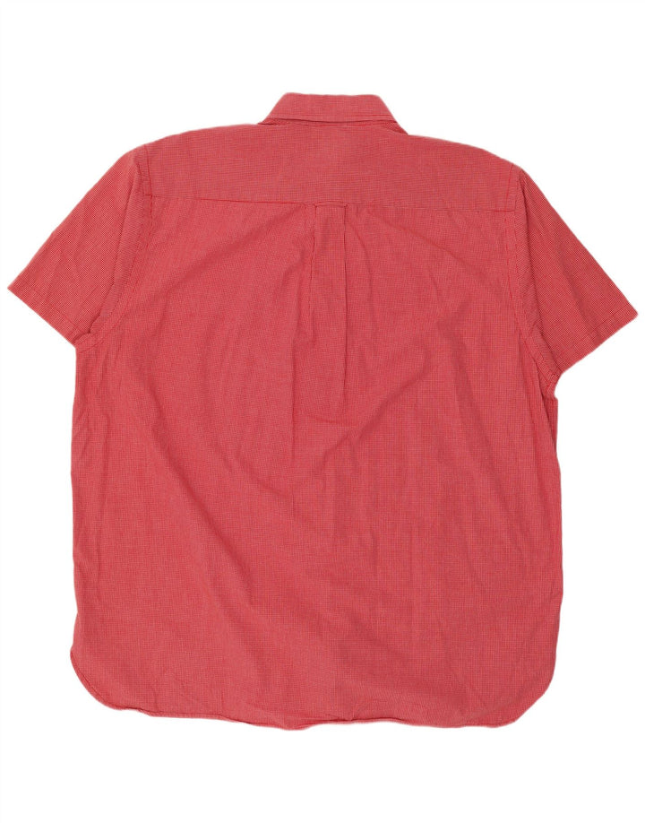 Nautica Camisa Manga Corta Hombre XL Algodón Cuadros Rojos