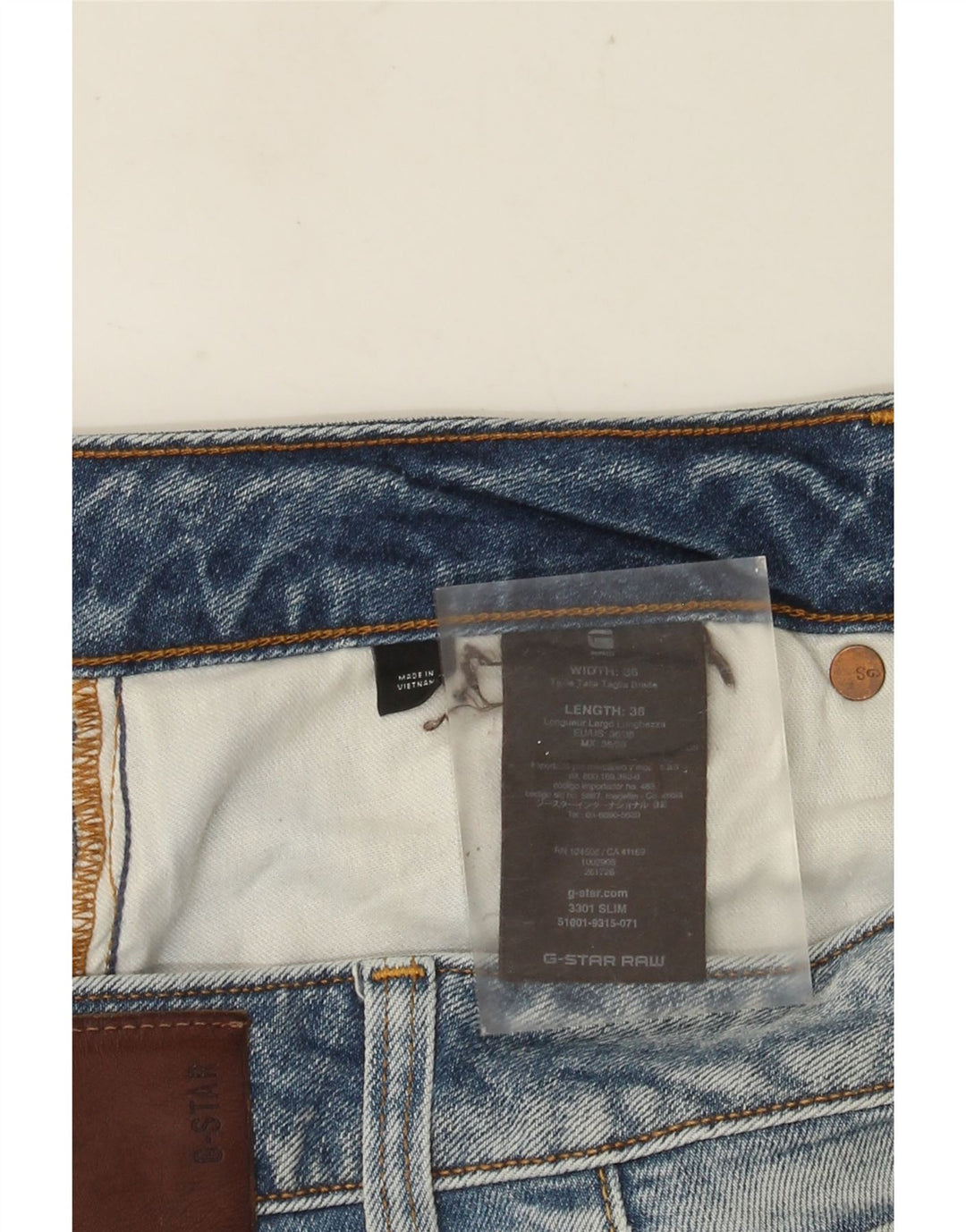 Vaqueros G-Star 3301 Slim para hombre W36 L38 Algodón azul