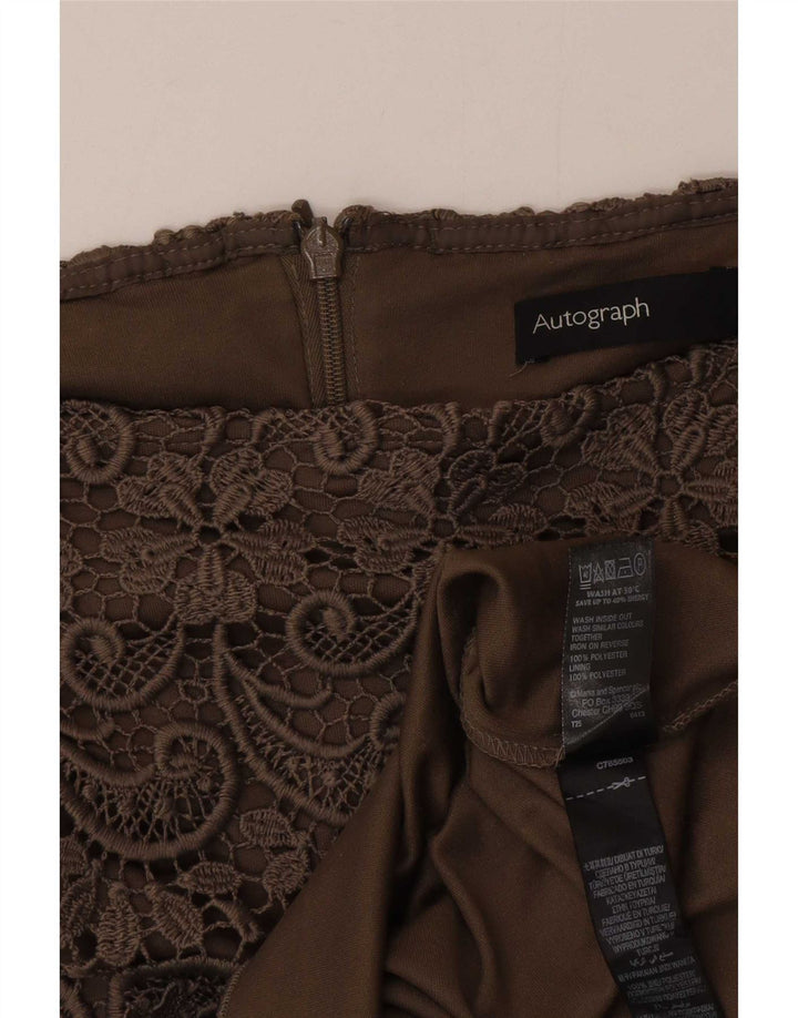 Marks & Spencer Falda recta autógrafo para mujer UK 12 Medium W30 Caqui