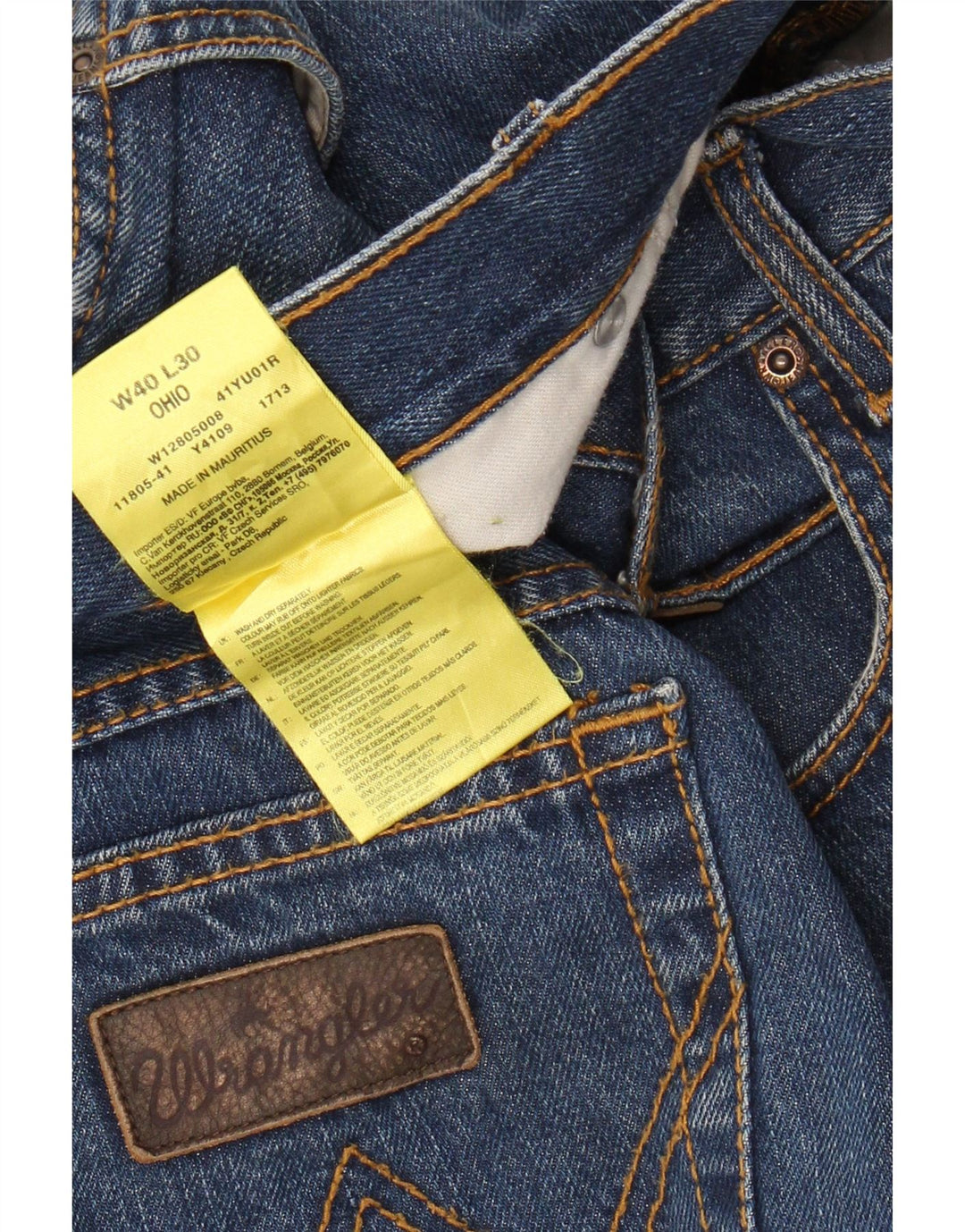 WRANGLER Vaqueros rectos Ohio para hombre W40 L30 algodón azul