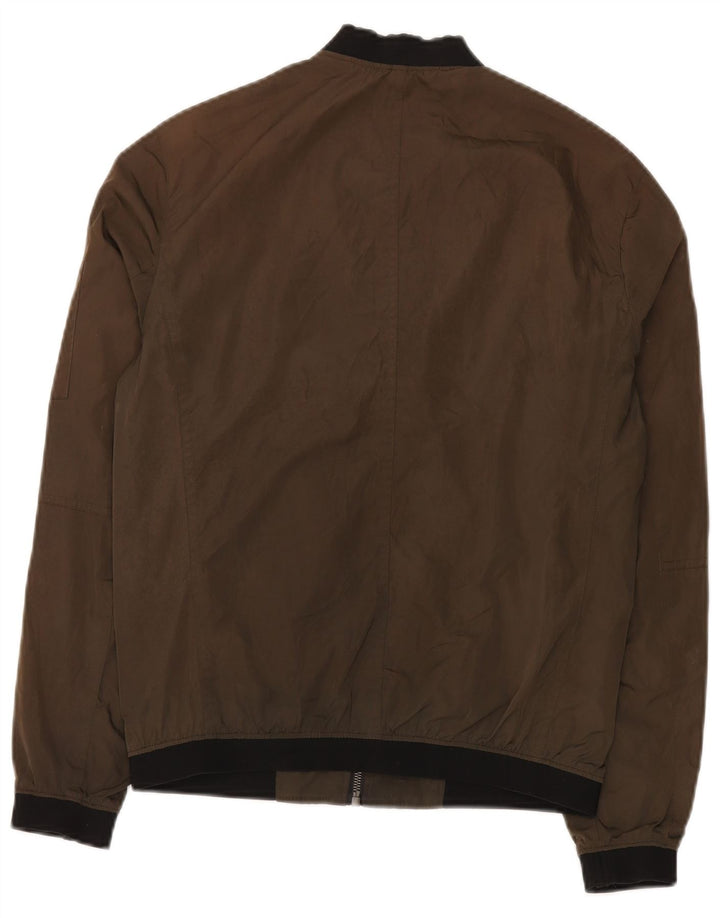 Zara Mens Bomber Jacket UK 36 Small Marrón Poliéster