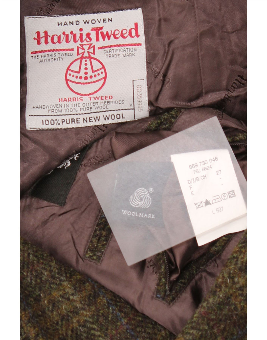 Harris Tweed Chaqueta tipo blazer de 2 botones para hombre UK 46 3XL Lana virgen a cuadros caqui