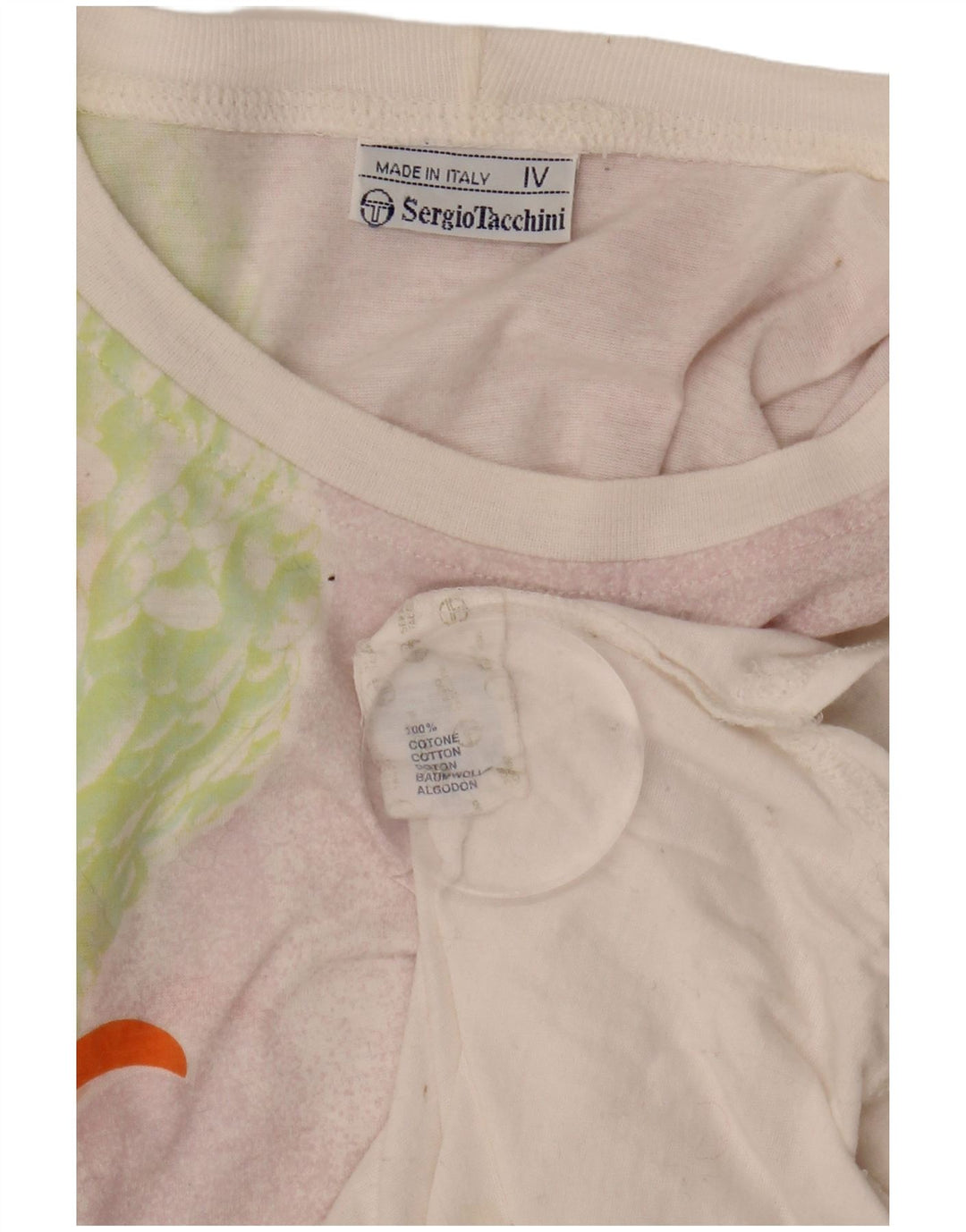 SERGIO TACCHINI Camiseta gráfica para mujer Top US 12 Grande Blanco Floral Algodón